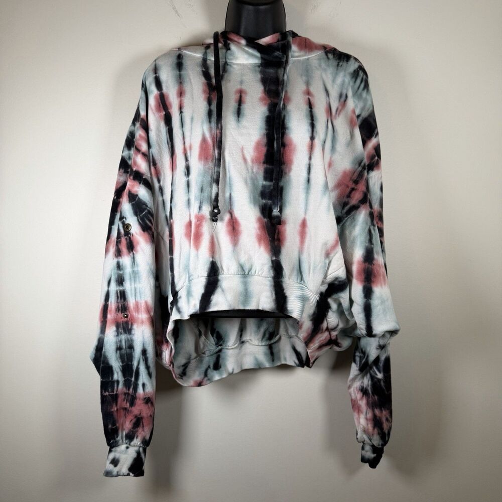 Young Fabulous & Broke YFB Tie Dye Pullover Hoodie Snap Dolman Cropped Sz S/M